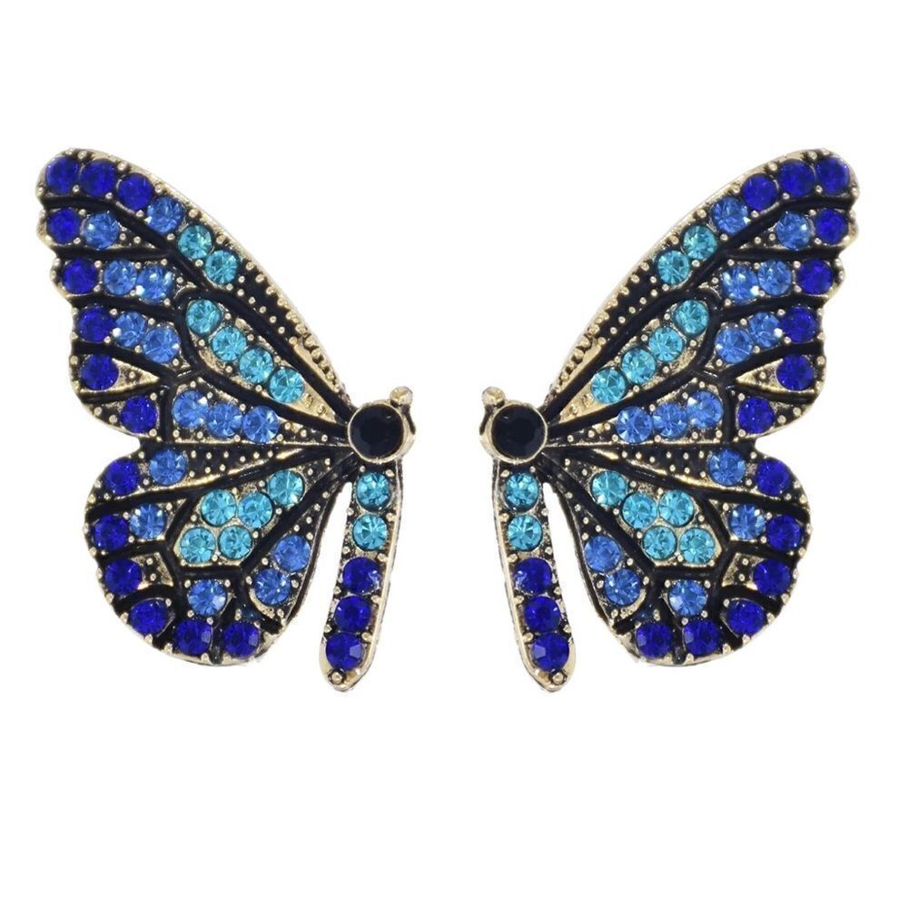 Free People Blue Butterfly Crystal Stud Earrings